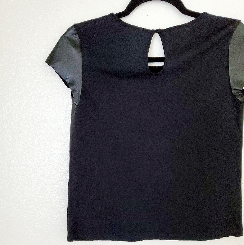 Bordeaux Leather Cap Sleeve Top - Picture 5 of 6